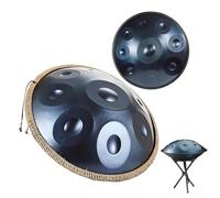 10-Note Handpan Drum 432Hz Steel Tongue Drum with Stand - Sound Therapy Mtat Yoga Instrument 56cm Blue Healing Music Percuss Tool
