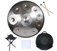 10-Note Handpan Drum 432Hz Steel Tongue Percuss Instrument in D Minor for Mtat, Yoga, Sound Healing - Silver h, Perfect for Mindfulness and Relaxat