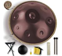 10 Note Steel Hand Drum, 432HZ Handpan in D Minor, Handpan Drums,Professional Handmade Handpan for Music Healing, Yoga, with Bag, Tripod, Mallet, Dust Free Cloth(Brown,440HZ/10Note)