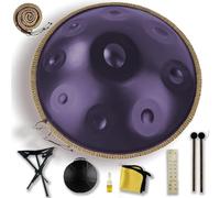10 Note Steel Hand Drum, 432HZ Handpan in D Minor, Handpan Drums,Professional Handmade Handpan for Music Healing, Yoga, with Bag, Tripod, Mallet, Dust Free Cloth(Purple,432HZ/12Note)