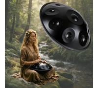 10 Note Steel Handpan Drum 22" 440Hz Tongue Drum for Mtat & Yoga Beginners Includes Bag & Stic Black Perfect for Relaxat & Mindfulness