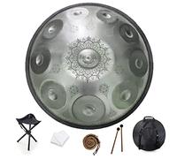 10 Notes 22 Inch Handpan, D-Minor 432 Hz Steel Drum Percussion Instrument, Mandala Musical Performance Handmade Healing Musical Instrument Gift Silver