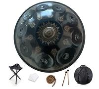 10 Notes 22 Inch Handpan, D-Minor 432 Hz Steel Drum Percussion Instrument, Mandala Musical Performance Handmade Healing Musical Instrument Gift Black