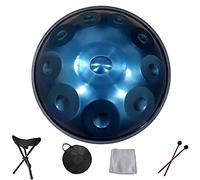 10 Notes D Minor Handpan Steel Drum With Soft Bag, D3 Bb3 C4 D4 E4 F4 G4 A4, 2 Mallets, Stand, Dust- free Cloth, Percussion Instrument Yoga Meditation Beginner (Color : Blue)