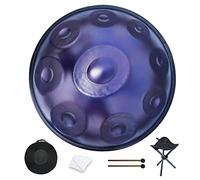 10 Notes Hand Pan Drums Sets, Handpan Drum Instrument in D Minor, 22 Inches Steel Hand Drum with Soft Handpan Case Durable Handpan Stand,Purple