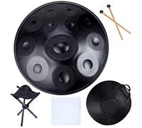 10 Notes Hand Pan Drums Sets, Handpan Drum Instrument in D Minor, 22 Inches Steel Hand Drum with Soft Handpan Case Durable Handpan Stand,Black