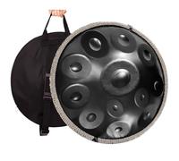 10 Notes Handpan Drum 432 Hz 22 Inches D Minor Kurd Hand Pan for Meditation and Yoga, Professional Steel Drum with Foldable Stand, Mallets and Travel Backpack(Black,432HZ/10Note)