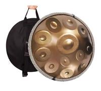10 Notes Handpan Drum 432 Hz 22 Inches D Minor Kurd Hand Pan for Meditation and Yoga, Professional Steel Drum with Foldable Stand, Mallets and Travel Backpack(Gold,440HZ/12Note)