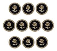 10 Novelty Brass Gold and Black Buttons for Blazer, Vintage Style Large Button Metal for Cardigan Crafting, Decorative Jacket Button for Sewing Women (23mm)