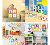 10 Number Lattice Floor Sticker Wall Decal Funny Number Hopscotch Game Wall Sticker for Baby Room Bedroom Classroom Ground Corridor Nursery