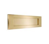 10" or 12" Victorian Solid Brass Traditional Sprung Letter Plate with Door Knocker - Polished Brass (12" x 4" Letter Plate)