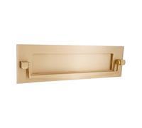 10" or 12" Victorian Solid Brass Traditional Sprung Letter Plate with Door Knocker - Satin Brass (10" x 3" Postal Knocker Plate)
