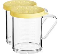 10 Oz Parmesan Cheese Shaker with 4 mm Hole Diameter Lid, Polycarbonate Spice Shaker For Coarse Seasonings seasoning shaker Dredge, sugar/spice dispenser, large salt and pepper shakers (2, Yellow 4mm)