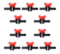10 Pack 1/2 Inch Drip Irrigation Valve: 1/2 in. in-Line Shut Off Valves for 1/2 Inch Drip Irrigation Tubing (.570-.620" ID) Barbed Cut Off Switch Valve for Garden Irrigation System