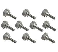 10 Pack 1/4-20 x 3/4 Inch Threads 303 Stainless Steel Diamond Knurled Thumb Screws Knobs with Straight Shoulders Right-Hand Threads SAE Flat Tip Uncoated