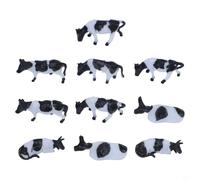 10 Pack 1:87 Scale HO OO Gauge Model Railway Cows Black White