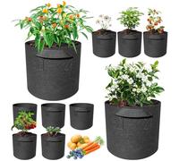 10 Pack 10 Gallon Vegetable Grow Bags with Handles, Breathable Non-Woven Fabric Garden Plant Pots, Tomatoes Bag for Indoor & Outdoor Gardening, Growing Container for Planters Fruits Carrot Potato
