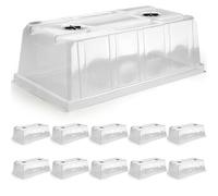 10 Pack 10 Pack 6.3" Tall Humidity Domes for 1020 Trays, Extra Strength Seed Starter Covers with 2 Adjustable Vents, Clear Plastic Propagation Cloning Lids for Germination & Microgreens, BPA-Free