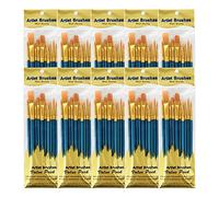 10 Pack 100 Pcs Paint Brushes Set, Nylon Hair Brushes for Oil and Watercolor, Round Painted Tip Artist Paintbrushes