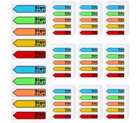 10 Pack 1000 Pcs Sign Here Tabs, Sticky Sign Here Stickers in 5 Colors, Arrow Flags Easy to Post for Paper, SignHere Message Flags for Office Notebook Annotating Books Notary Books