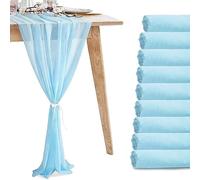 10 Pack 10ft Baby Blue Chiffon Table Runners,Wedding Table Runner,Sheer Romantic Tulle Table Runner for Christmas Wedding Bridal Tea Party Baby Shower Birthday Party Table Decorations(120 x 12 in)