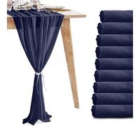 10 Pack 10ft Navy Blue Chiffon Table Runners,Wedding Table Runner,Sheer Romantic Tulle Table Runner for Christmas Wedding Bridal Tea Party Baby Shower Birthday Party Table Decorations(120 x 12 in)