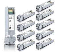 10 pack,10G Single Mode SFP+ LC Module, 10GBase-LR Fiber Transceiver for Cisco SFP-10G-LR, Meraki MA-SFP-10GB-LR, Ubiquiti UniFi UF-SM-10G, Mikrotik, Netgear,D-Link,TP-Link (SMF,1310nm,10km,DDM)