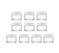 10 Pack 10ml/0.34Oz Clear Glass Cosmetic Jars with White Lids Reusable Sample Jars Refillable Empty Travel Containers for Lip Balm, Eye Cream, Samples, Salve, DIY Skincare