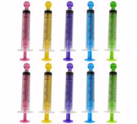 10 Pack 10ml Plastic Syringes with Cap, Reusable No Needle Syringe, Sterile Colostrum Syringes for Scientific Labs Measuring Baby Medicine Dispensing Animal Feeding Plant Watering