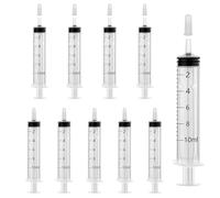 10 Pack 10ml Syringe with Cap, Colostrum Syringe without Needle, Plastic Feeding Syringes Small, Individually Wrapped, for Liquid Measuring, Scientific Lab, Feeding Pet