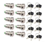 10-Pack 12mm Hole Size Key Switch Rated 1A 3A for Integration into Automotive Controls Security Locks and Electrical Instrumentation