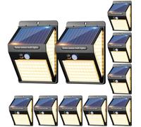 10 Pack 140LED Solar Security Lights Outdoor, Solar Motion Sensor Lights 270ºWide Angle Waterproof Solar Powered Wall Lights Outside 3 Modes for Garden Fence Door Yard Garage Pathway, Warm White