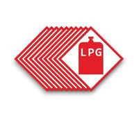 10 PACK - 14cm X 14cm LPG Self Adhesive Stickers - Water Proof, Legal Notice, Sign, Decal, Warning, Campervan, Van, Car, Caravan SG235