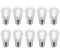10 Pack 1w LED Coloured Lights Bulbs Clear Glass Edison Screw E27 Retro Vintage Filament Decorative and Festoon Lamps 8 Options (White)