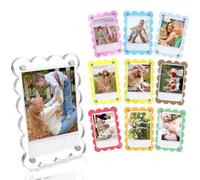 10 Pack 2.36 x 3.54 Inch Acrylic Fridge Magnetic Frame Scalloped, Double Sided Polaroid Frame, Magnet Picture Frames for Fridge suit Fujifilm Instax Mini, Frames for Fridge/Locker, Colorful Set
