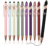 10 Pack 2 in 1 Ballpoint Pen with Stylus Tip, Metal Stylus Pens for Touch Screens, 1.0mm Black Ink Ballpoint Smooth Writing Pens for Women Men School Office Supplies