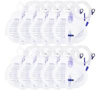 10 Pack 2000ml Urine Drainage Bag with 50 Inch Flexible Tube Anti Reflux Chamber Cross Drain Valve Dual Hook and Hanging Cord for Daily Fluid Collection