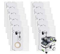 10 Pack 204308 Vacuum Bags for Festool CT MINI/MIDI 2019 and Later, CT 15 | Replacement dust collector bags compatible with 2019+ Festool CT MINI, MINI I, MIDI and MIDI I, plus CTC MINI/MIDI and CT 15