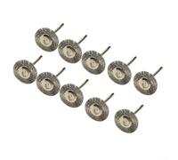 10 Pack 22mm Wire Wheel Brush for Rotary Tool, 3mm Shank Steel Polishing Brushes Set for Metal Wood Carving Stone Burr Descaling, Copper Reinfo