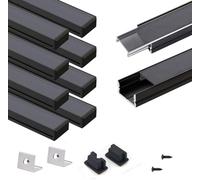 10 Pack 3.3ft/1M LED Aluminum Channel U Shape with Crystal Smoke Transparent Clear Cover for Strip Lights Installation,Easy to Cut,Professional Look LED Strip Diffuser Cover Track