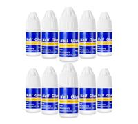 10 Pack 3ml Nail Glue Extra Strong - Quick-Dry Adhesive for False Nails, Nail Tips, Broken Nails, Rhinestones, Nail Art, Acrylics & Crafts - Professional Salon & Home Use - Precise Nozzle Design