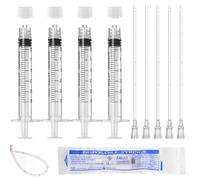 10 pack 3ml Sterile Luer Lock Syringe with cap and Soft Plastic Tube, syringes with tube Liquid Dispensing and sucking,Scientific Labs, Watering,pet Feeding，Individually Wrapped