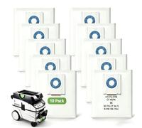 10 Pack 496186 Dust Bags Compatible with Festool CT 36/CTM 36 E/CTL 36 E | Large Capacity Hoover Bags, Dust Lock Slider, Tear Resistant Fabric, 5-Layer Non-Woven Filter Bags for Festool SC FIS-CT36