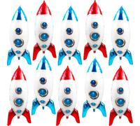 10 Pack 4D Rocket Balloon Outer Space Ship Helium Balloon Foil Rocket Party Balloon for Kids Birthday Party Decoration