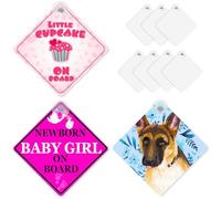 10 Pack 5.5" x 5.5" Sublimation Blanks Suction Cup Car Window Sign, Metal Signs Blanks Removable Car Safety Warning Signs for Heat Thermal Transfer DIY Picture and Custom Design Work
