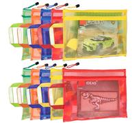 10 Pack 5 Color Mesh Zipper Pouch Bags, Nylon Puzzle Building Block Sets Toy Storage & Organization, Breathable See Through A4 Zipper Pouch with Handle for School Office Games