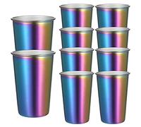 10 Pack 500ML Rainbow Stainless Steel Cup Bar Party Coffee Mug Colored Metal Tumblers Wide Mouth Cups Cold and Heat Mug Unbreakable for Indoor Outdoor Use