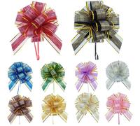 10 Pack 6 Inch Mixed Colour Satin & Organza Pull Bows, Large Florist Gift Bows for Gift Wrapping Wedding Party Christmas DIY Craft Decorations