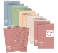 10 Pack 6X9 Pastel Steno Pads Gregg Ruled Spiral Notebook Top Spiral Notepad Colored Steno Pads Pastel Colored Notepads Color Paper 50 Sheets for School College Office(Red Pink Blue Green Flesh)