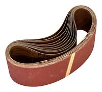 10 PACK - 75mm x 533mm Sanding Belts - 100 Grit Aluminium Oxide Cloth Backed Set